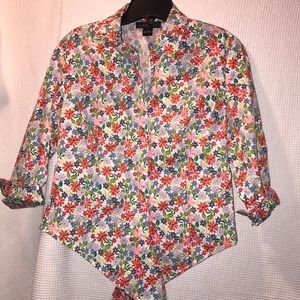 Harold's floral button down blouse with ties
